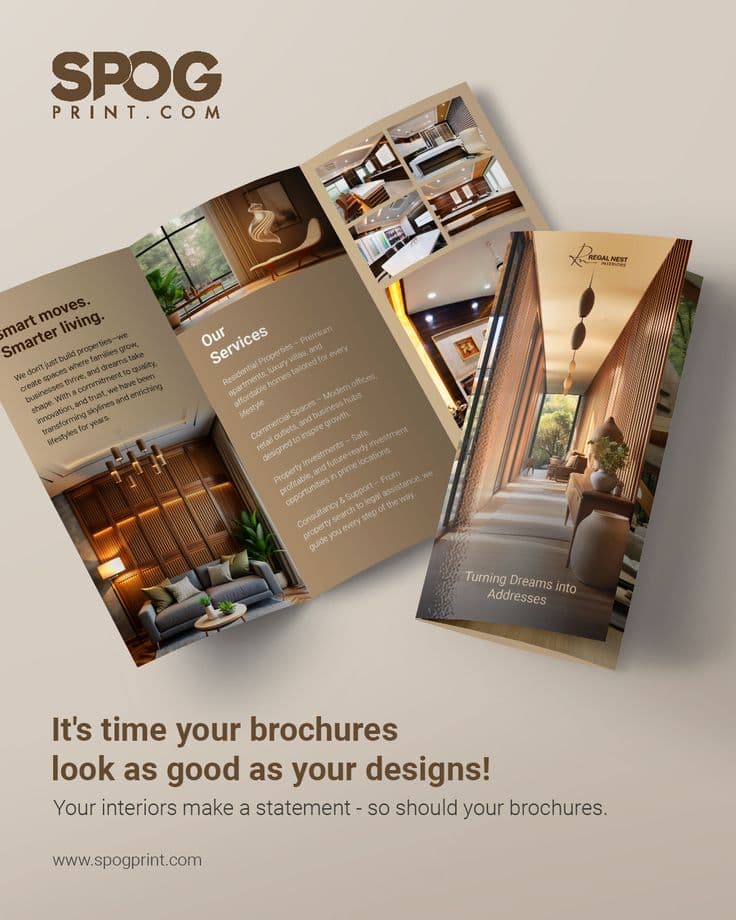 Corporate stationery and marketing materials arranged in a branded flat lay