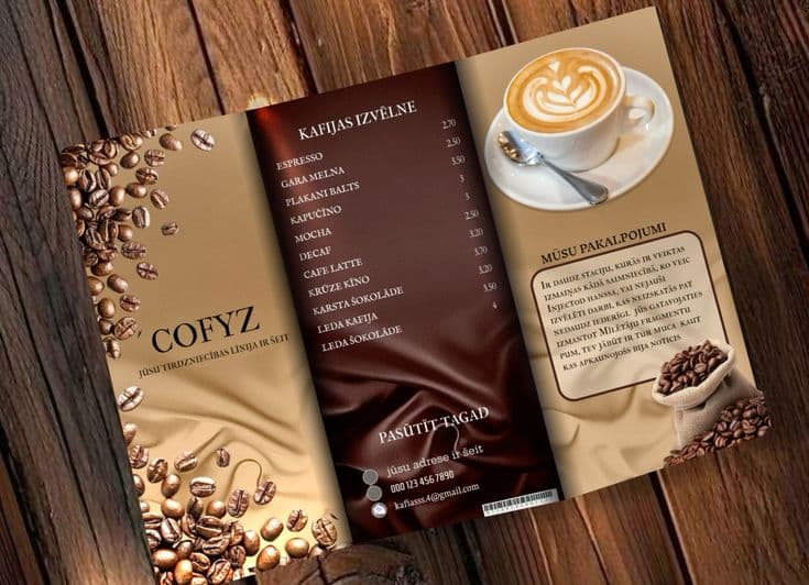 Restaurant Menu Print commercial print sample